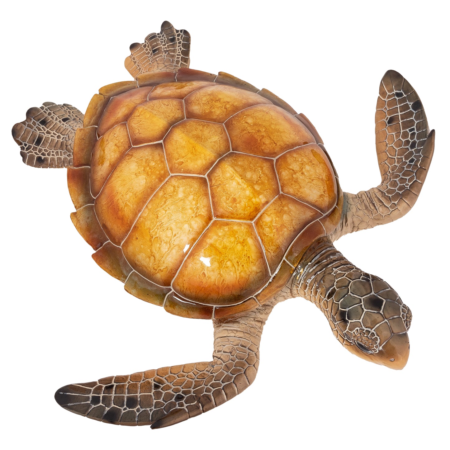 Sea Turtle Statue Garden Decor, Tabletop Display and Wall Hanging Garden Turtle Amber Color