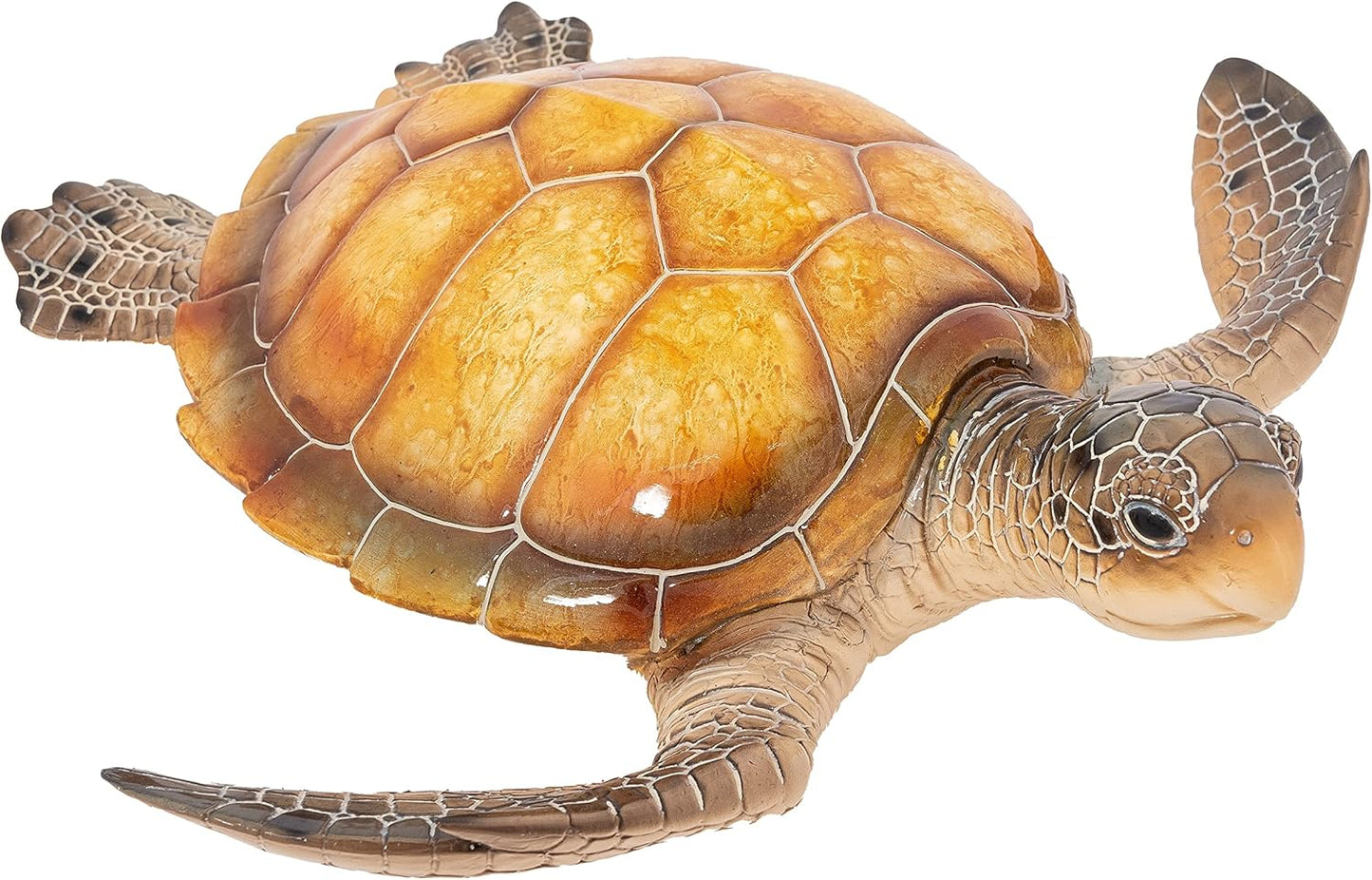 Sea Turtle Statue Garden Decor, Tabletop Display and Wall Hanging Garden Turtle Amber Color