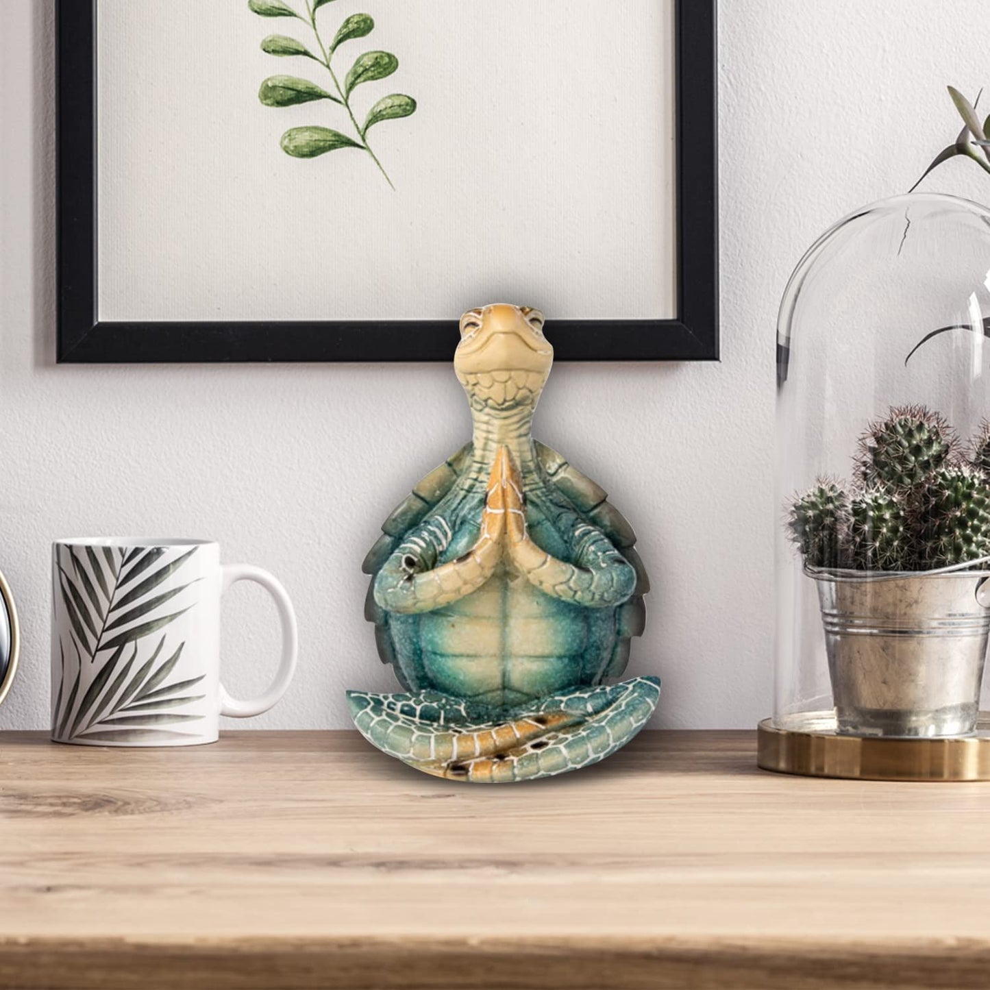 Sea Turtle Yoga Figurine Turtle Meditating Coastal Beach Home Decor