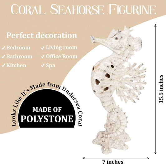 CornerMerchant Ocean Beach Decor Sea Coral Reef Seahorse Decor Home Tabletop Collection Sea Coral Reef Decor (White)