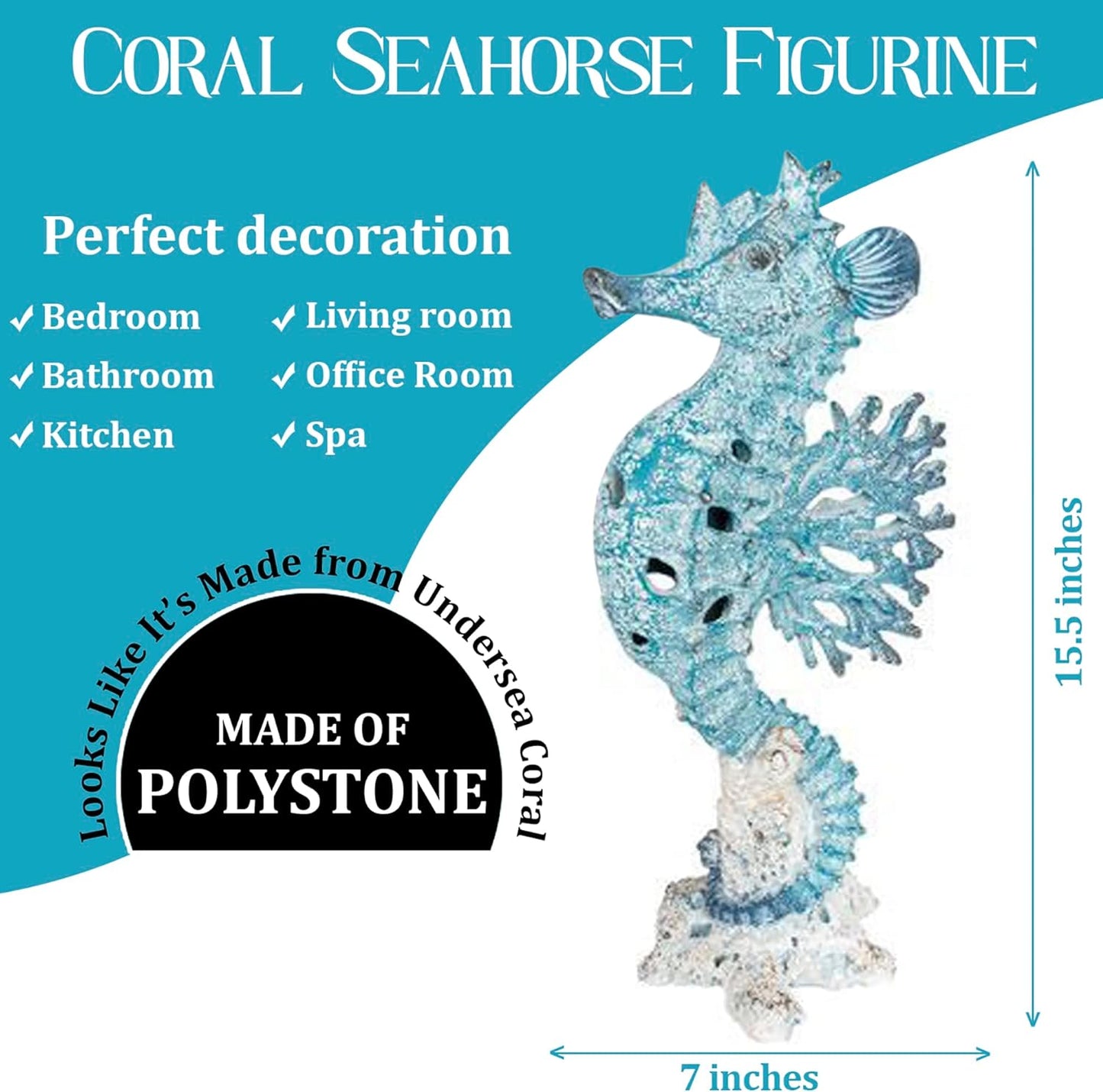 CornerMerchant Ocean Beach Decor Sea Coral Reef Seahorse Decor Home Tabletop Collection Sea Coral Reef Decor (Blue)